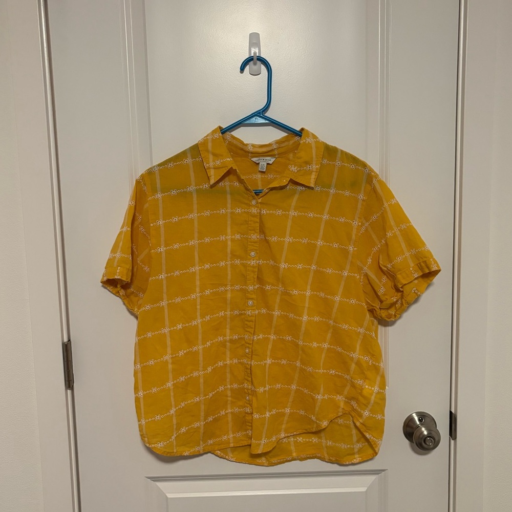 Lucky Brand Mustard Yellow Short Sleeve Button Down